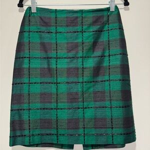 Muse Green and Black Checkered Mini Skirt